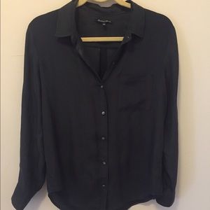 Silk Black Button Down