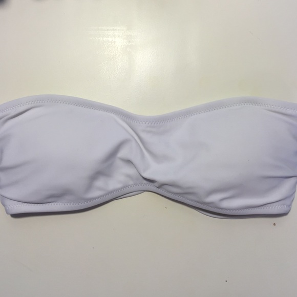Strappy white bandeau swimsuit