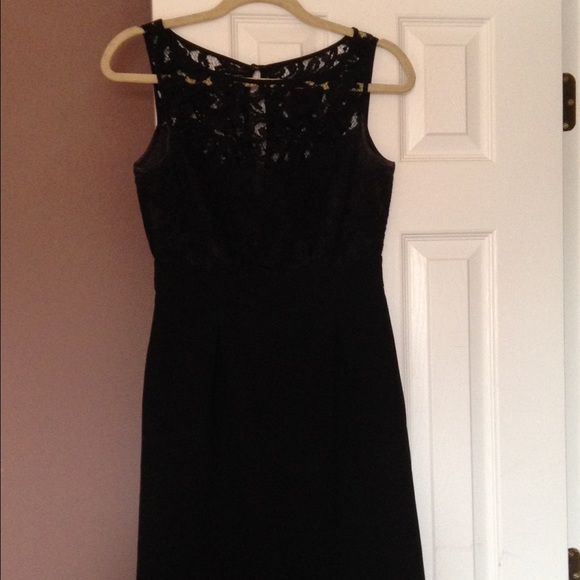 Black lace top knee length dress