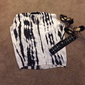 Silk black and white blouse