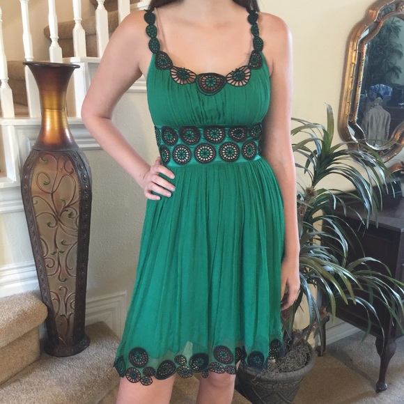 Catherine Malandrino Dresses & Skirts - Catherine Malandrino Green with Black lace dress