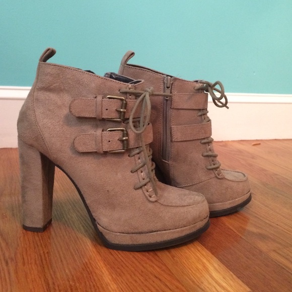 Tan suede booties