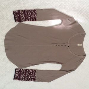 Long Sleeved Light Brown Waffle Shirt