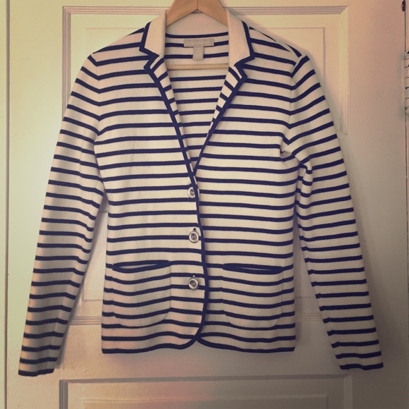 Cream and Navy Banana Republic Sweater/Blazer
