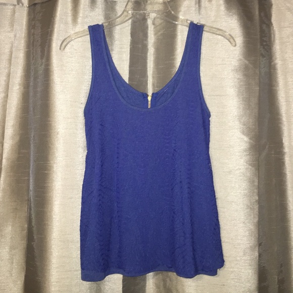 Cobalt Blue Tank Top w/ Lace Overlay