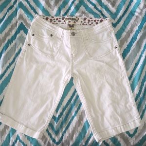 YMI: White Jean Bermuda Shorts
