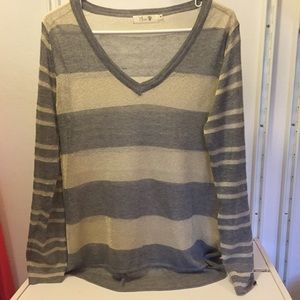 Grey & gold striped Stitch Fix sweater, size M