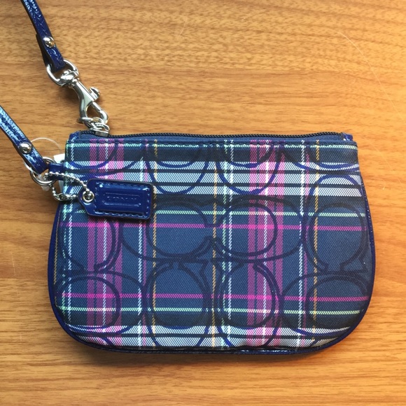 Coach Wristlet in Multi-Plaid