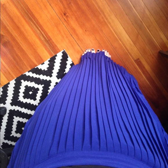 Royal blue pleated maxi skirt