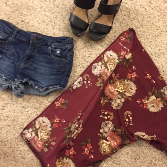 Beautiful burgundy floral shawl