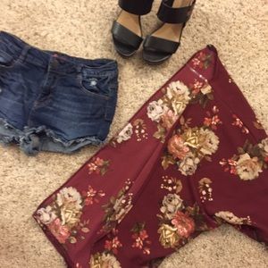 Beautiful burgundy floral shawl