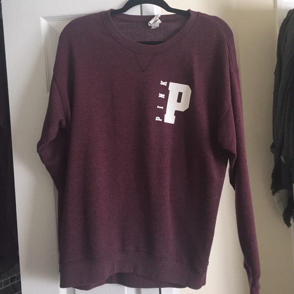 PINK Victoria's Secret Sweaters - Oversized Maroon VS crew neck