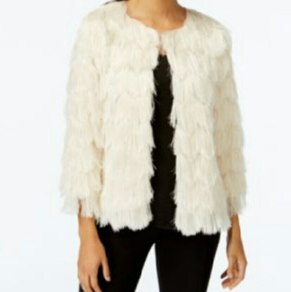 White furry jacket