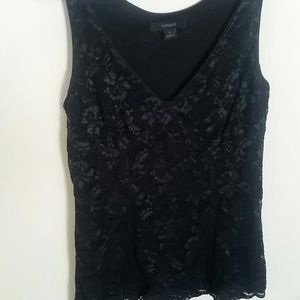 Black lace form fitting top.