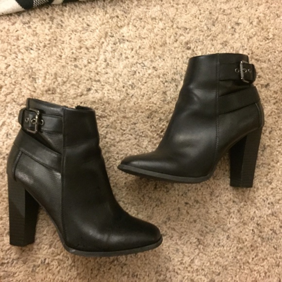 Black ankle strap booties