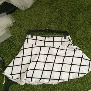 Monki White and Black Grid Skirt