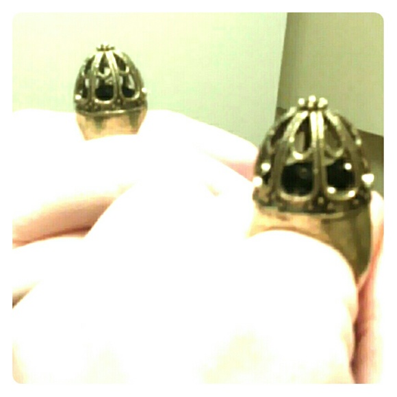 "Guilded Bird in a Cage" Brass Ring.