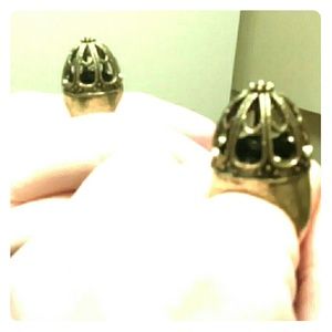 "Guilded Bird in a Cage" Brass Ring.