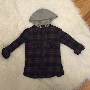 UO hooded plaid shirt