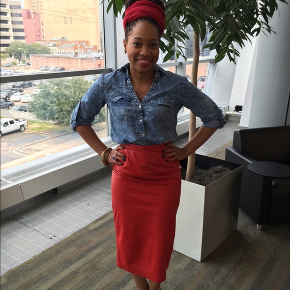 Red Leather Vintage Skirt - Picture 1 of 1