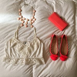 Kate spade Hot Pink and Tan flats with bow