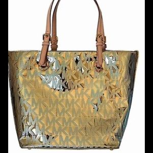 Michael Kors Signature Mirror Tote Gold