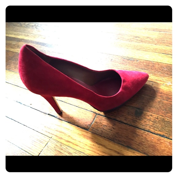 Red suede banana republic pumps