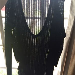 Shredded black striped shirt