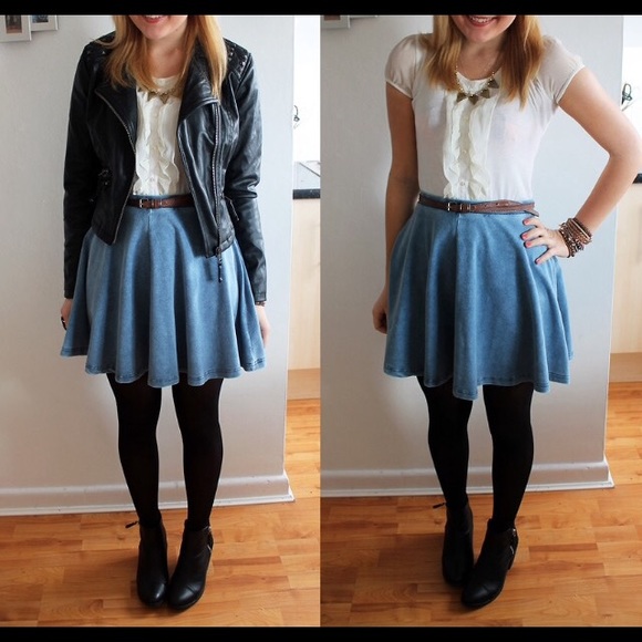 Topshop blue flare skirt - Picture 3 of 4