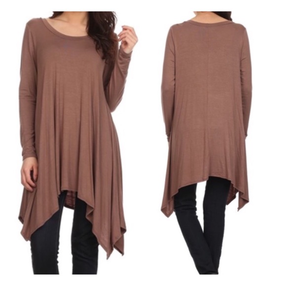 Tops - New - Mocha Solid Knit Tunic Top