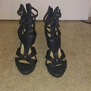 Black strappy heels