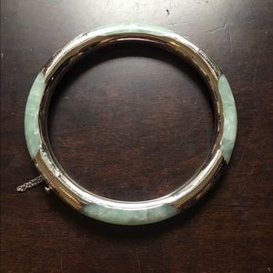 Vintage jade and sterling silver bangle