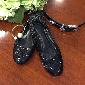 Tory Burch black patent flats.