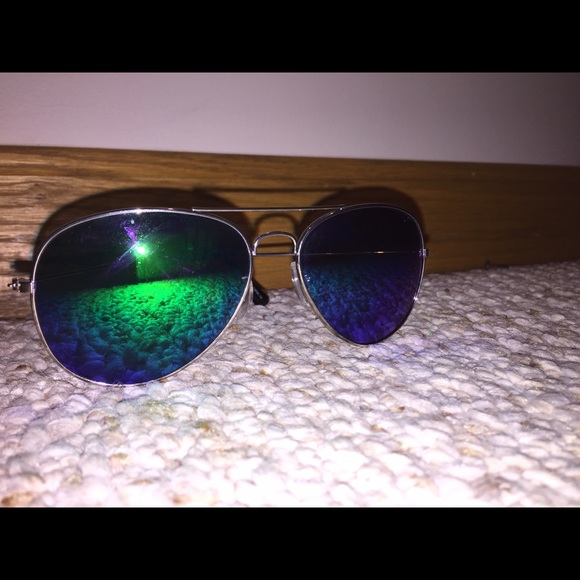 Blue Reflective Aviator Sunglasses