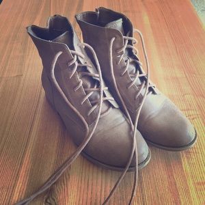 Tan Lace-Up Booties