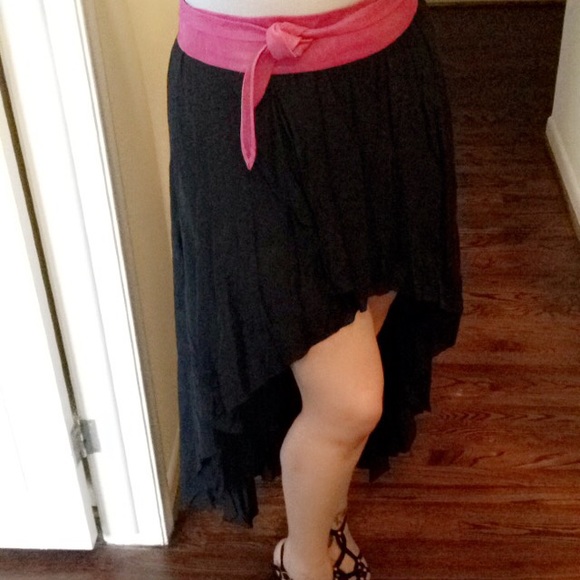 Black Crepe Hi-Lo Skirt