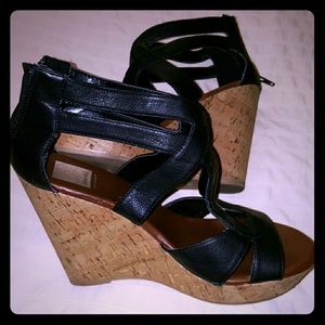 Platform cork wedge sandals, size 8 - RePosh