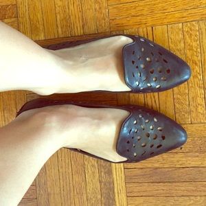 Black leather flats, barely worn.