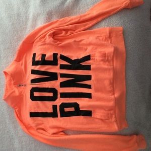 Neon orange PINK neck zip up sweater (M|M size)
