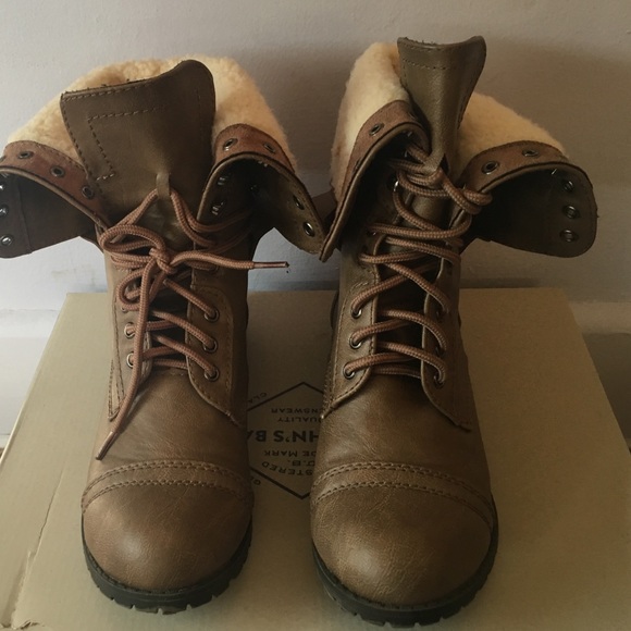 Size 7.5 BTW Brown Foldover Combat Boots