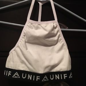 Unif white logo halter