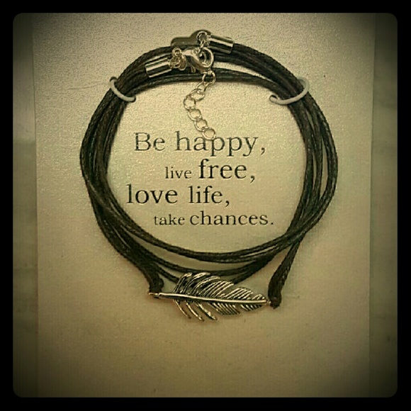 Silver feather bracelet
