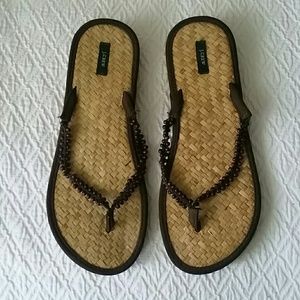 J Crew beaded flip flops