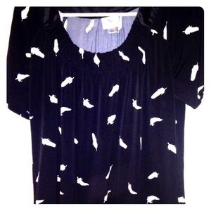 Worthington black feather blouse