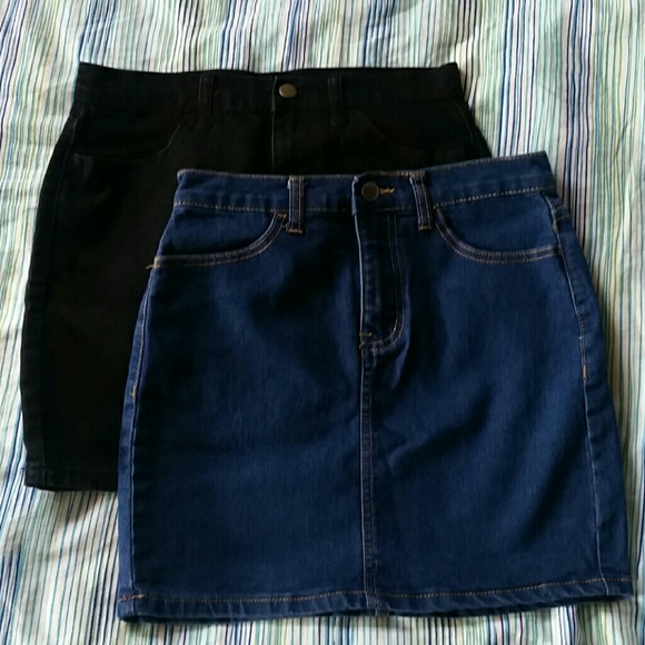 Blue and Black Denim mini skirt