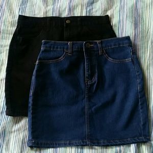 Blue and Black Denim mini skirt