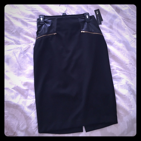 black pencil skirt with gold