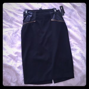 black pencil skirt with gold