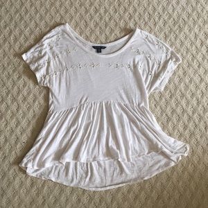 American Eagle White Peplum Top