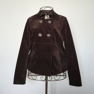 Brown velveteen pea coat